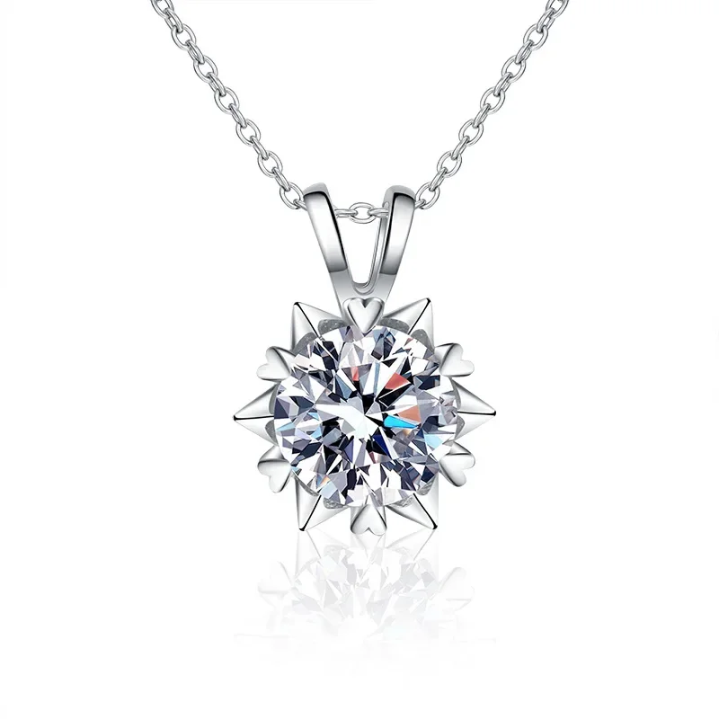 Light luxury 925 sterling silver moissanite snowflake necklace for women, anniversary birthday gift