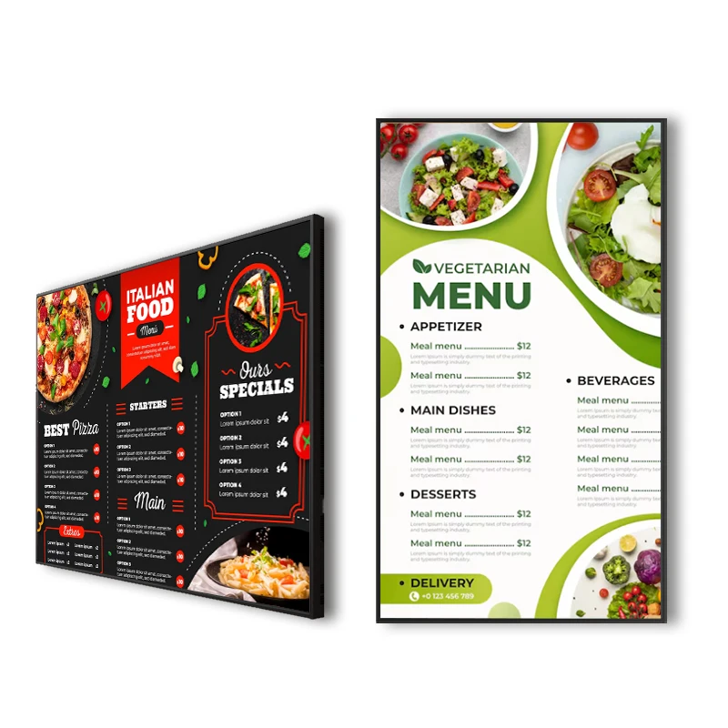 

VETO 43 55 Inch Frameless Ultra Thin LCD Advertising Display Android Digital Menu Board Built-in CMS Digital Signage For Retail