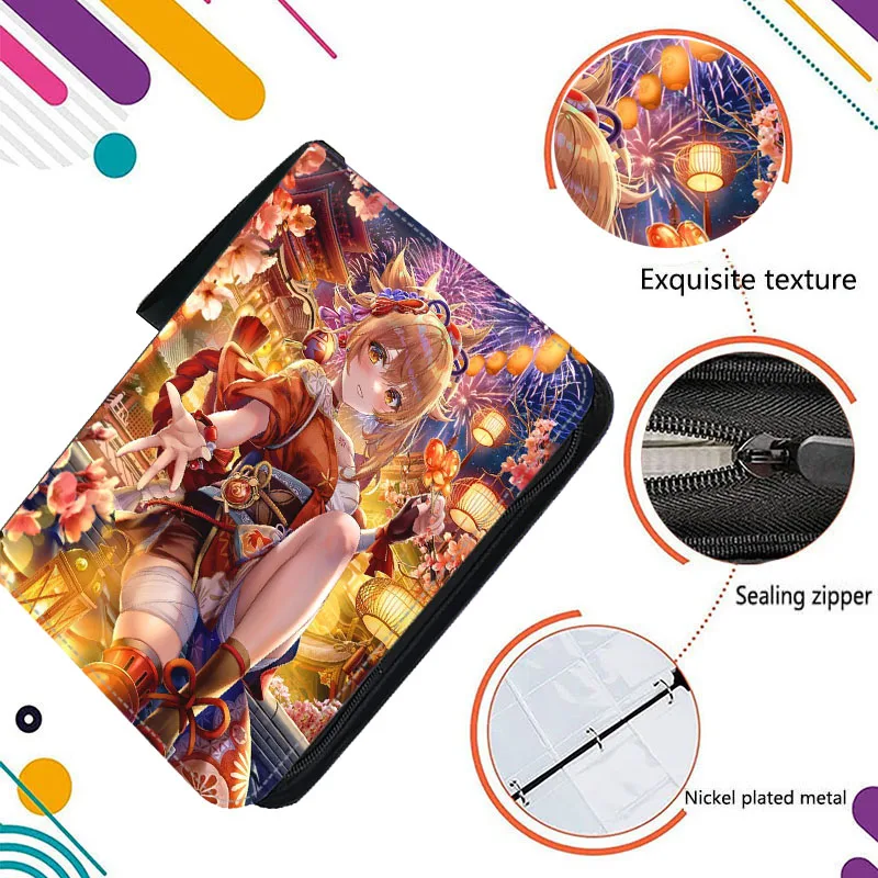 Genshin Impact Zipper Cards Album Holder 400/900pcs Anime Games Playing Trading Collection Card Binder Book Folder Protected