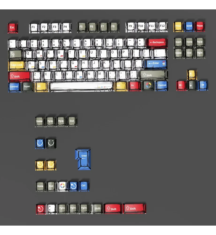 Korean graffiti manga wind keycap 109 keys hot sublimation process custom mechanical keyboard personalized keycap