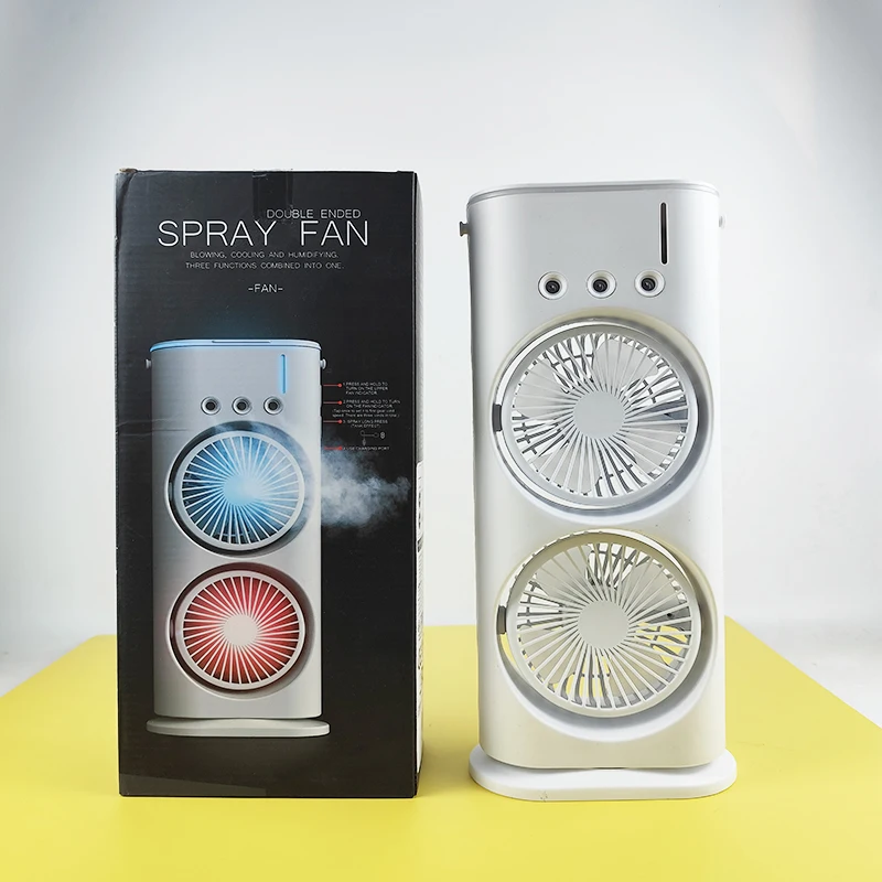 

Вентилятор с функцией распыления воды, мини-светодиод, портативный увлажнитель воздуха, вентилятор с регулируемой скоростью обдува, зарядка через USB, вентилятор для охлаждения воздуха.