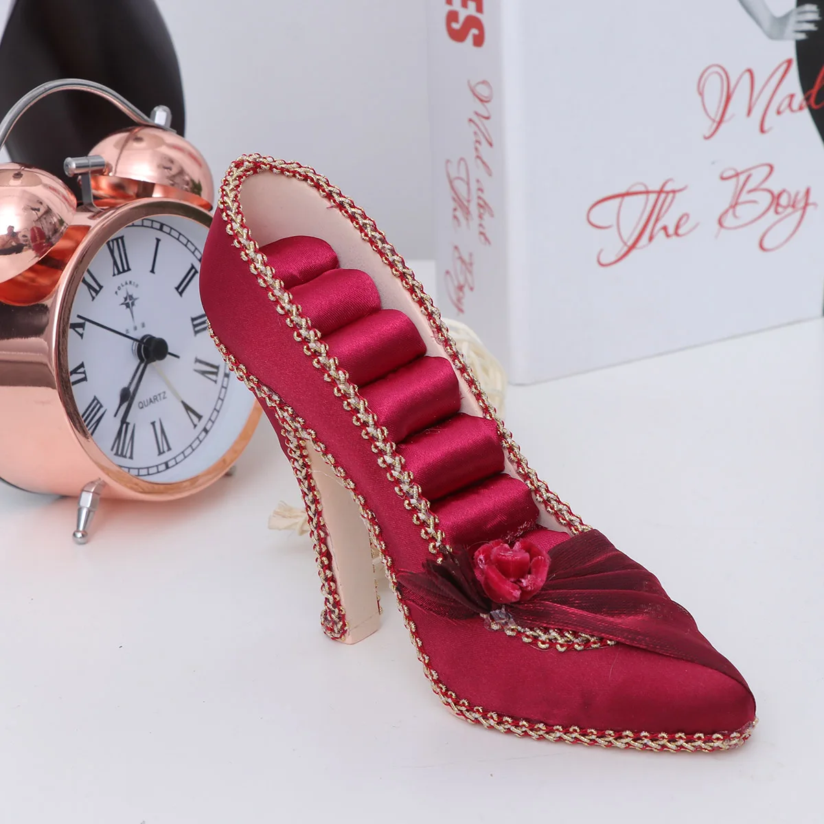 

Creative High-heeled Shoes Shaped Storage Rack Jewelry Display Holder Stand Home Decor for Ear Rings ( Red)