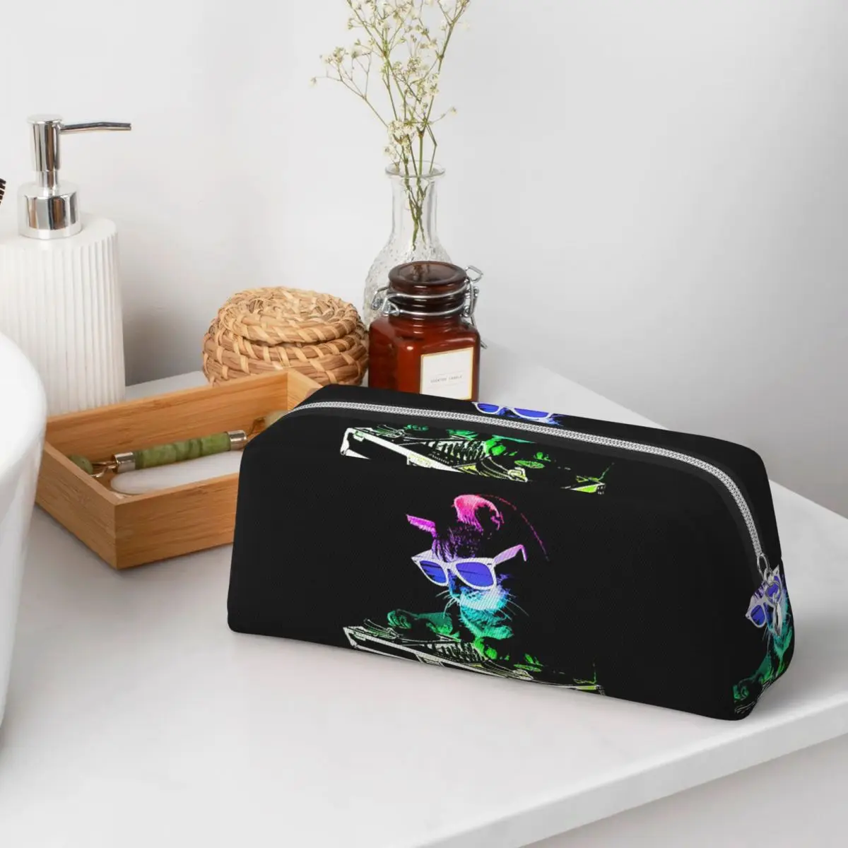 House Cat Rainbow Dj Kitty Pencil Cases for Students Gifts Pen Box Pencil Bag Pencil Pouch Pen Holder