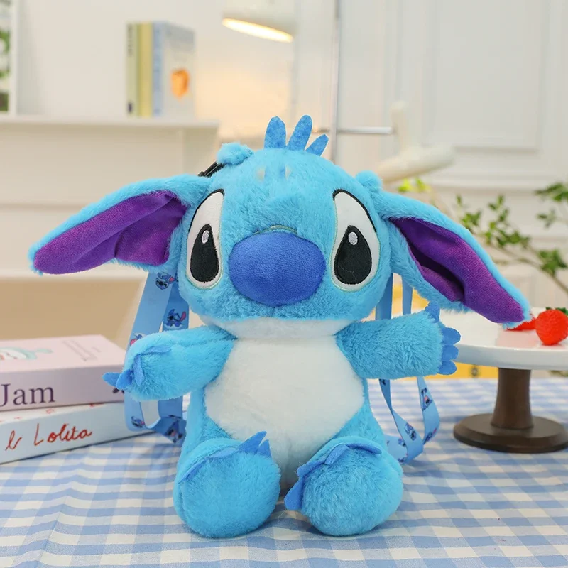 25/40cm New Disney Cartoon Plush Backpack Bag Kawaii Stitch Dolls Shoulder Bag Two Sizes Children's Schoolbag Kindergarten Gifts