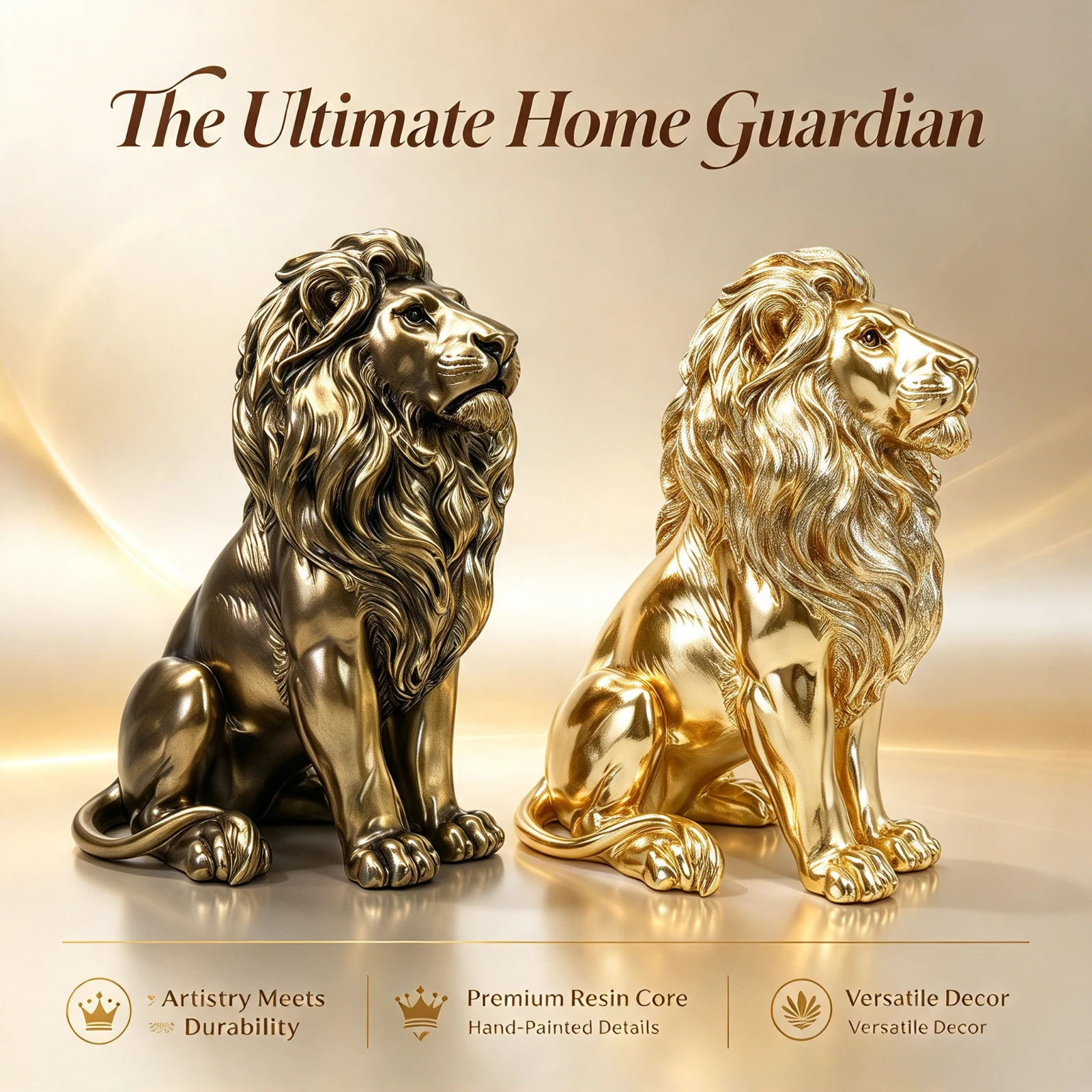 Modern Lion Statue Sitting Gold Resin Animal Sculpture Living Room Entryway Wine Cabinet Ornament Home Decor Gift Decoration