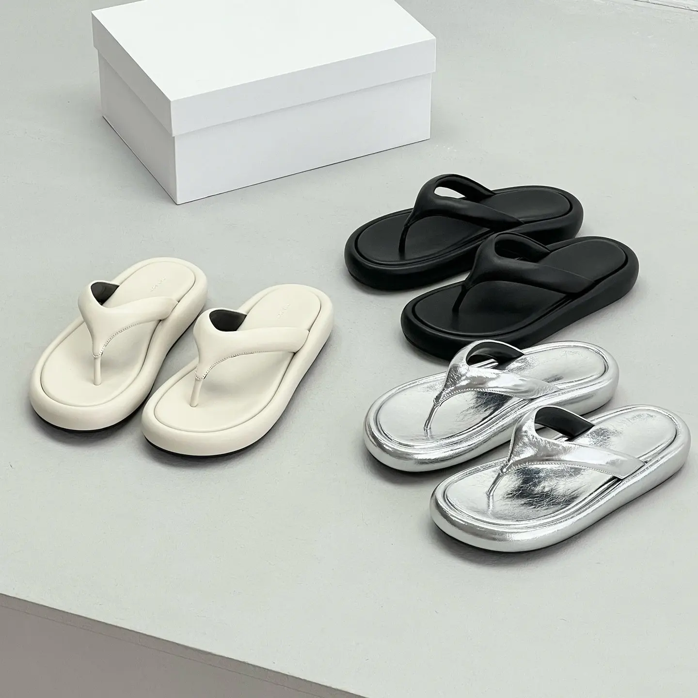 Dave&di Minimalist French Casual Style Thick Bottom Flip Flops For Women's Summer Sheepskin Clip Toe Beach Slippers Shoes Woman
