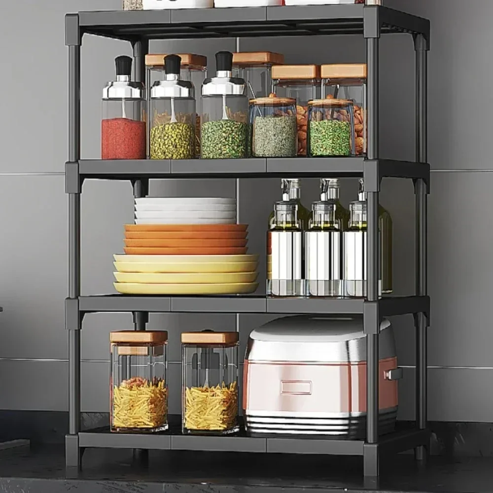 3-Layer Kitchen Storage Rack Bathroom Storage Rack Oven Microwave Pot Storages Shelf Multi-Functional Snacks And Sundries Shelf