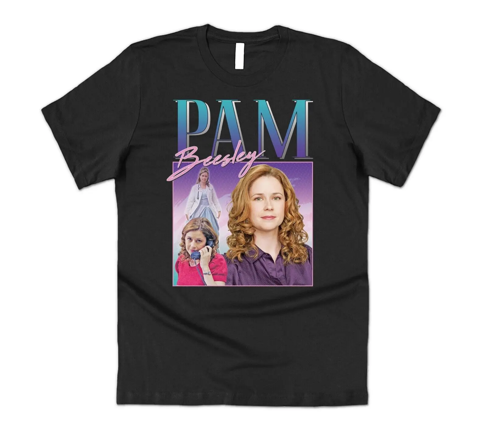 Pam Beesley Homage T shirt Funny US Office TV Show Retro 90's Jim Halpert