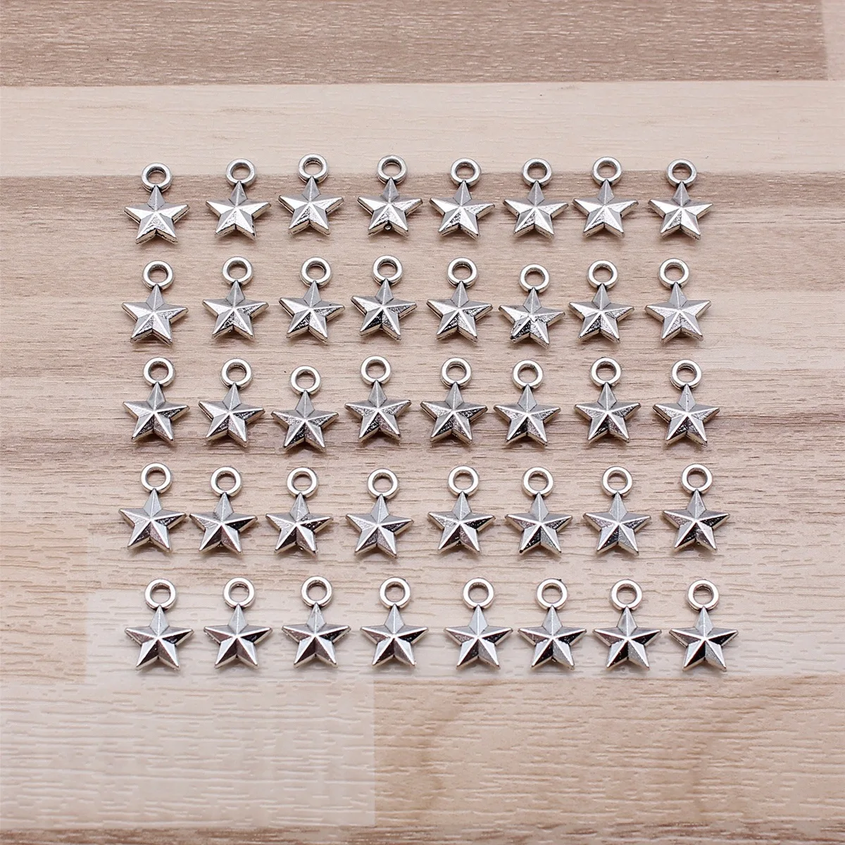 IFOCUS 40pcs/Lot Pentagram Star Charms For DIY Jewelry Making Zinc Alloy 8x11mm/0.31x0.43inch