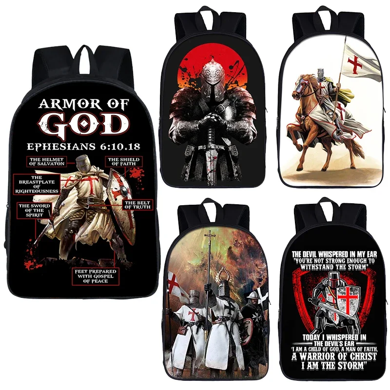 

Templar Knight Print Backpack Children Crusader Solomon Masonic Sign Schoolbags for Travel Bookbag Laptop Student Rucksacks Gift