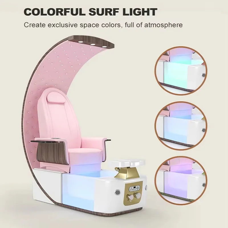 Luxury Modern Professional Nail Salon Foot Spa Massage Black Pink Throne Electric Manicure Pedicure Chair with Plumbing