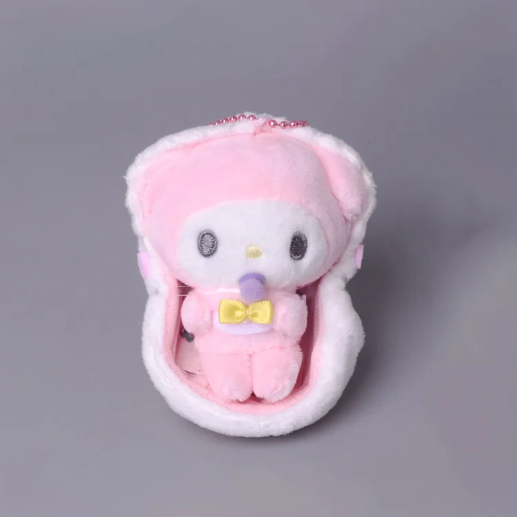 Sanrio culla mascotte Hello Kitty Cinnamoroll Kuromi ciuccio culla bambola di peluche appesa morbida bambola di peluche regalo di compleanno per