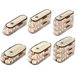 Egg Holder for Refrigerator Automatic Rolling, Storage Box Transparent Stackable Fridge Organizer with Lid For Kitchen DROPSHIP
