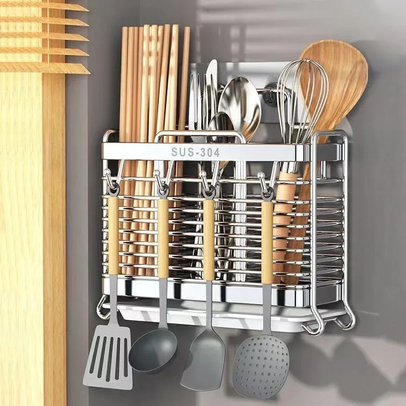 Kitchen Utensil Organizer Kitchen Organizer 304 Chopstick Cage Knife Spoon Cylinder Shelf Kitchen Accessories