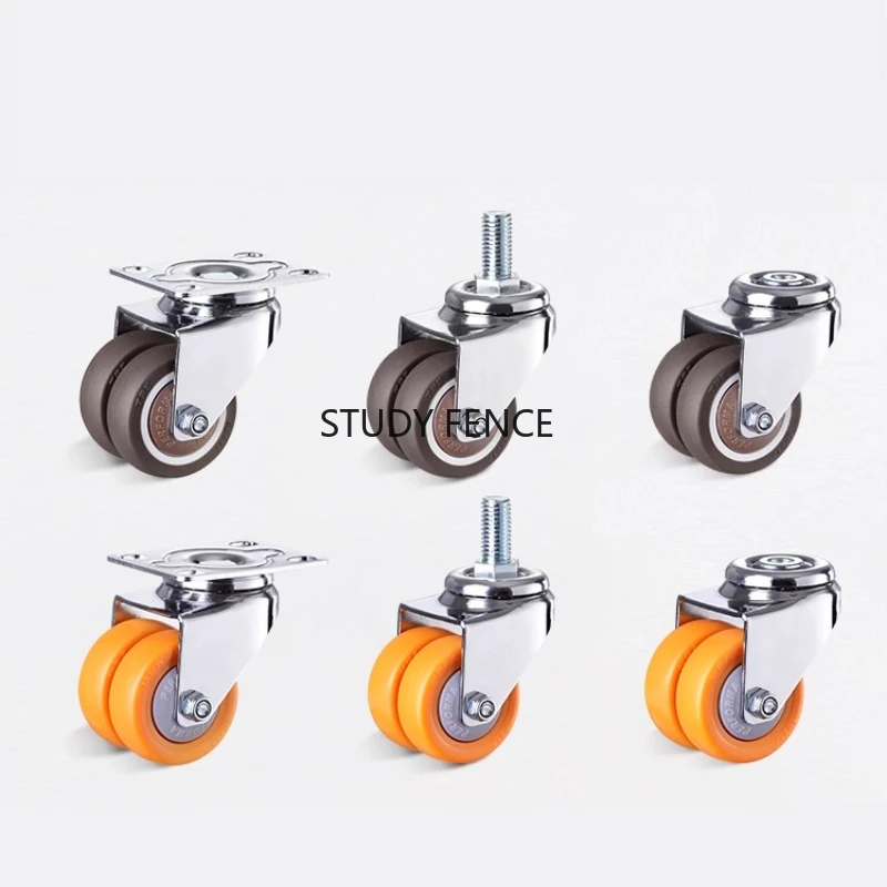 Silent Load-bearing Casters Rubber Wheel with Bearings Sofa Coffee Table Mobile Pulley Furniture Casters Hardware Accessories