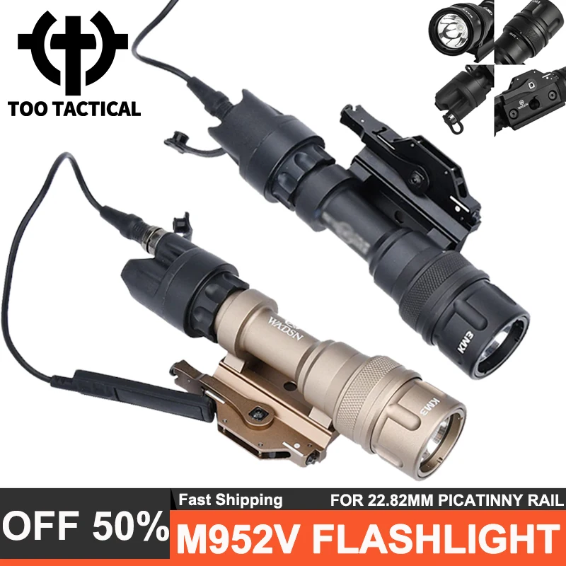 Wadsn M952V Flashlight 400Lumens Powerful Strobe LED Version Upgraded Metal M952v Hunting Spotlight Dual Switch Constantly-on