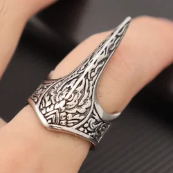 Fashion Vintage Flame Totem Armor Ring Creative Men's Opening Ring Trendy Hip-Hop Punk Jewelry