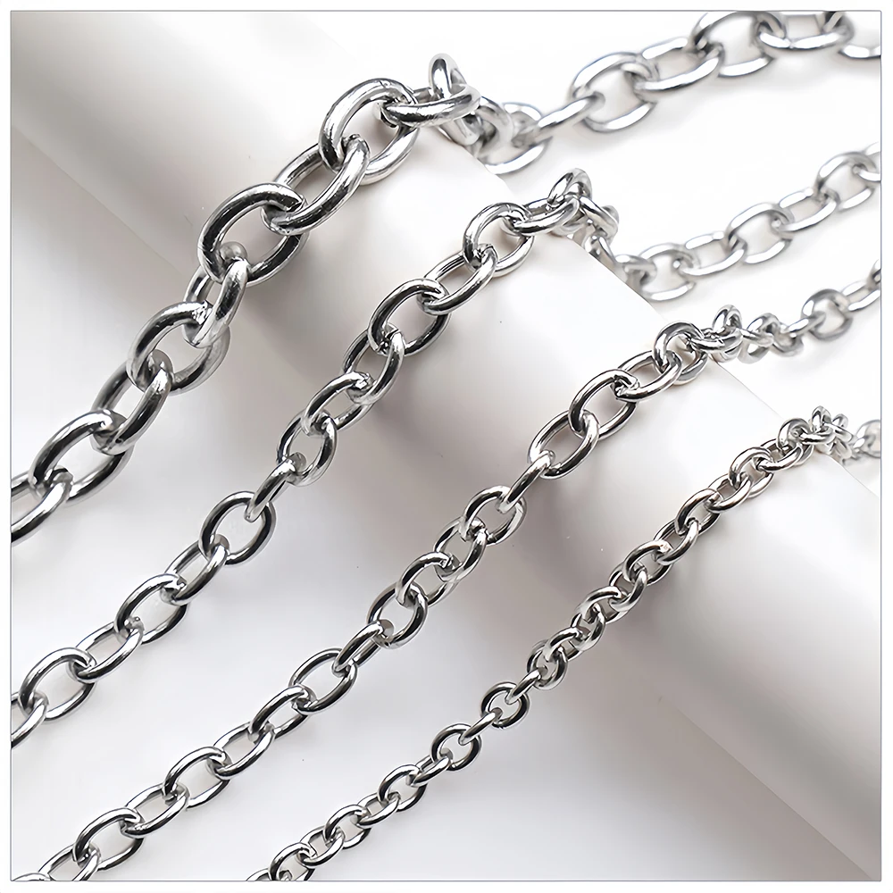 1m/Lot 1.5-8mm Stainless Steel Extended Necklace Chains Tail Semi Finished Bracelet Extender Chain for Jewelry Making Supplies