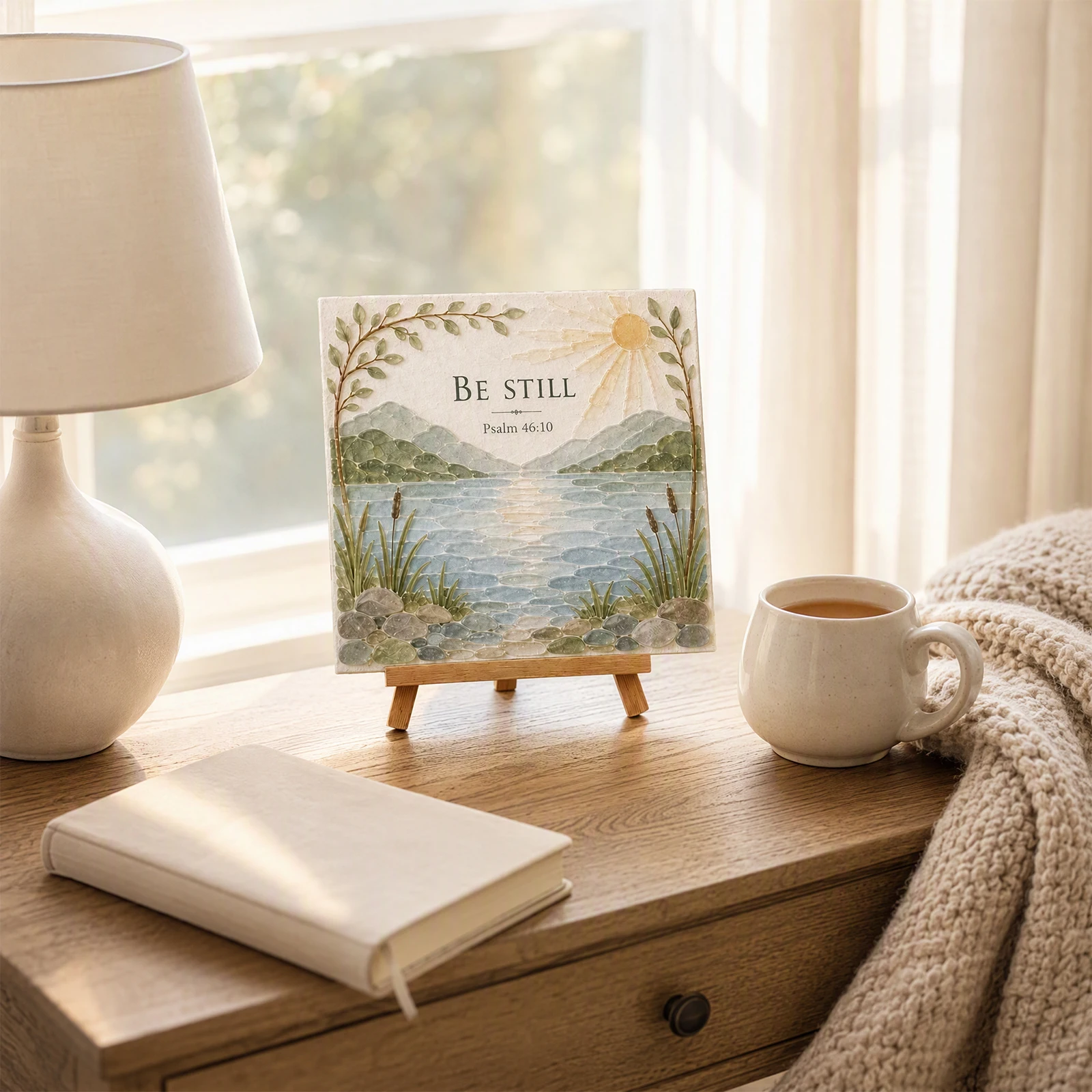 DIY Christian Sea Glass Mosaic Art Kit Psalms Comfort Strength Scripture Craft Set for Adults Women