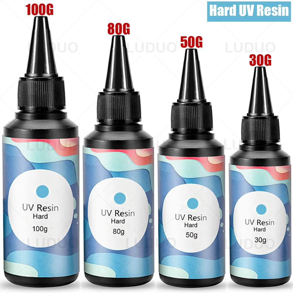 

30/50/60/80/100g Hard UV Epoxy Resin Glue Ultraviolet Curing Sunlight Activated Crystal Clear DIY Jewelry Making