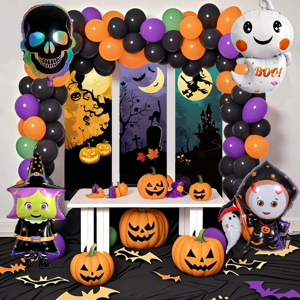 

For Ghost Festival Decoration Halloween Balloon Arch Set Bar KTV Party Decoration Background Halloween Theme Set
