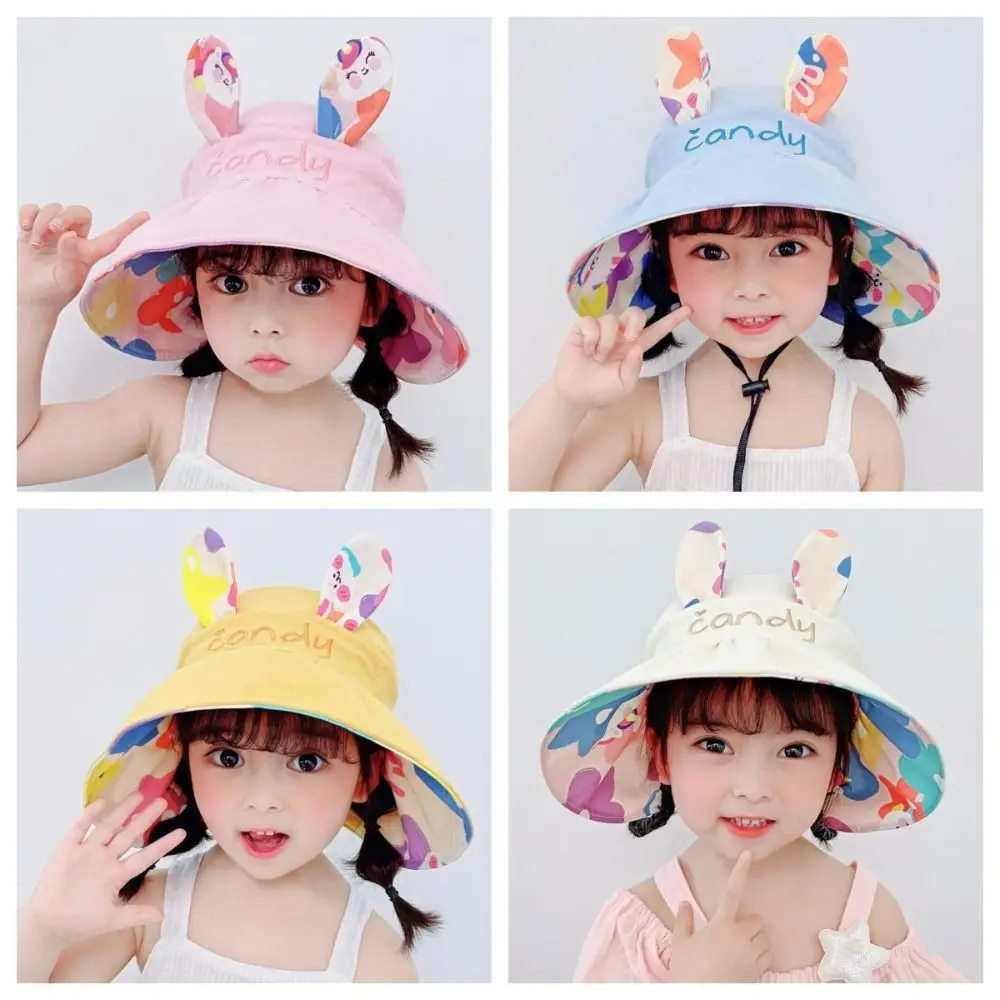 Double-sided Boys Children's Summer Sun Cap Cute Rabbit Sun Shade Hat Sunscreen Hat