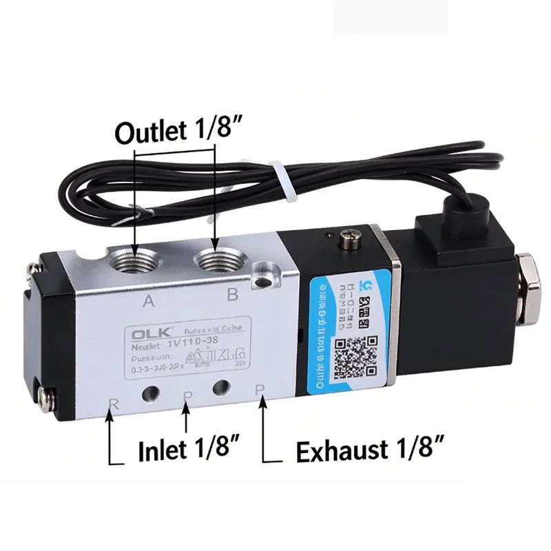 5 Way 2 Position Pneumatic Air Solenoid Valve 4V210-08 4V110-06 DC 12V/24V AC 24V - Non-Return Type for Industrial Use