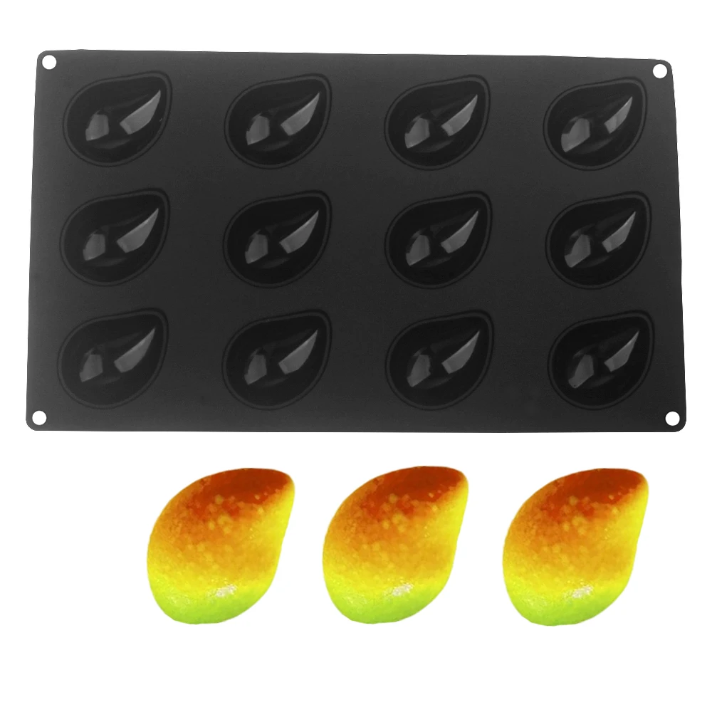 12 Cavity Silicone Mold for Mango Mousse Cakes Fruit Shaped Silicone Mold for Chocolate Silicone Mold for French Pastries