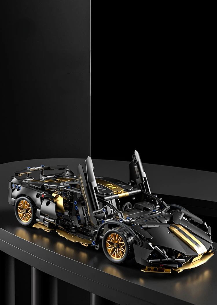 Technology 1:14 Black Supercar Racing Building Blocks Assembled Brick Car Toy Gift for Boys Birthday Present