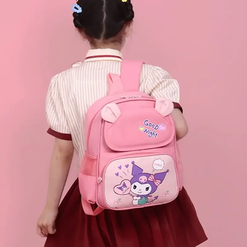 Sac à dos grande capacité Sanrioed Anime Kuromi, cartable mignon pour enfants, sac d'étudiant de dessin animé lancé, cadeau pour ami