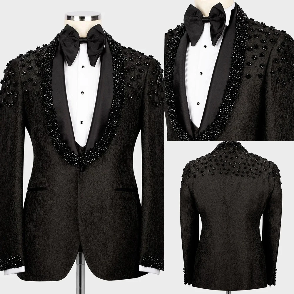 

Роскошные свадебные костюмы со стразами, комплект из 2 предметов, пиджак, однобортный формальный пиджак для выпускного вечера, облегающий вечерний смокинг на заказ