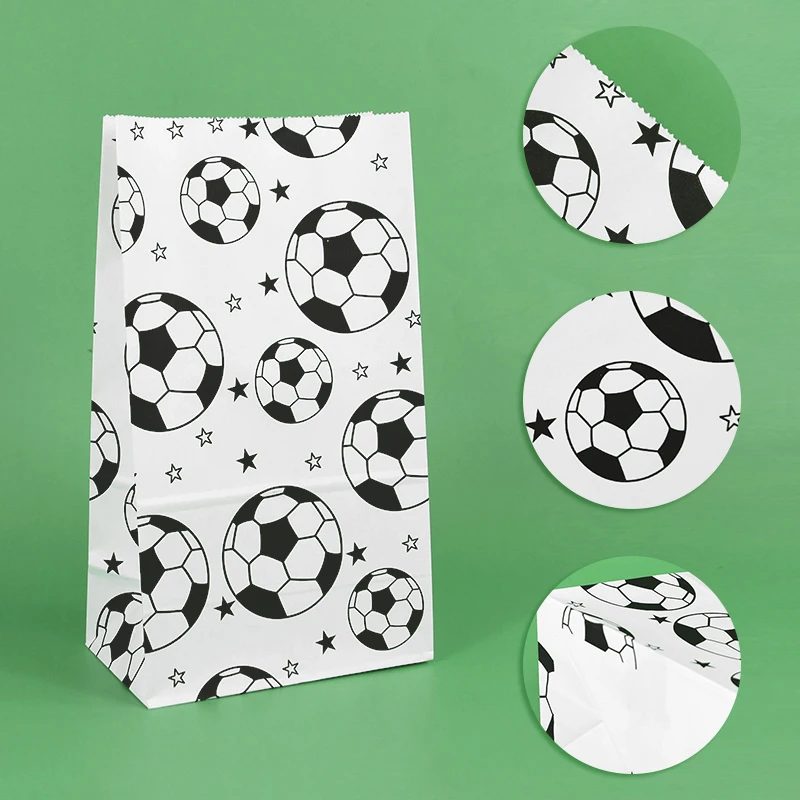 10pcs Football Theme Gift Wrapping Bags Soccer Candy Bag Cookie Popcorn Bag Fans Party Favor Bags for Boys Birthday Party Decor