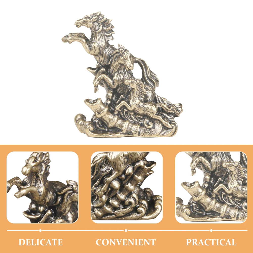 

Brass Horse Sculpture Miniature Metal Desktop Adornment for Home Office Decor Vintage Copper Craft Statue Symbol of Strength and