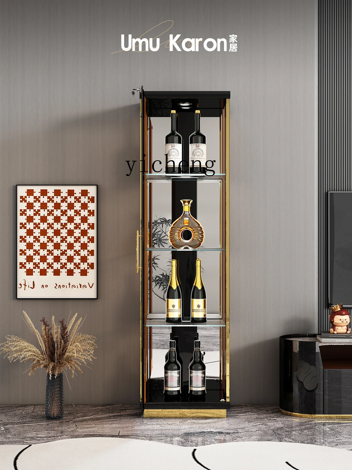 Living Room Double Door Wine Cooler Wall Display One-Door-Open Cabinet Door Household Light Luxury Hand Office