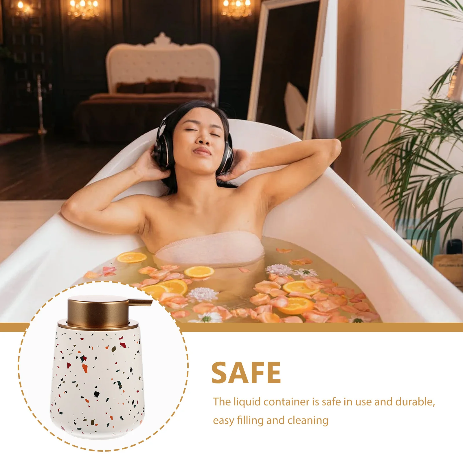 

Hand Soap Ceramic Dispenser Bottle Refillable Pump Type Shampoo Lotion Storage Container for Bathroom Soap Dispenser