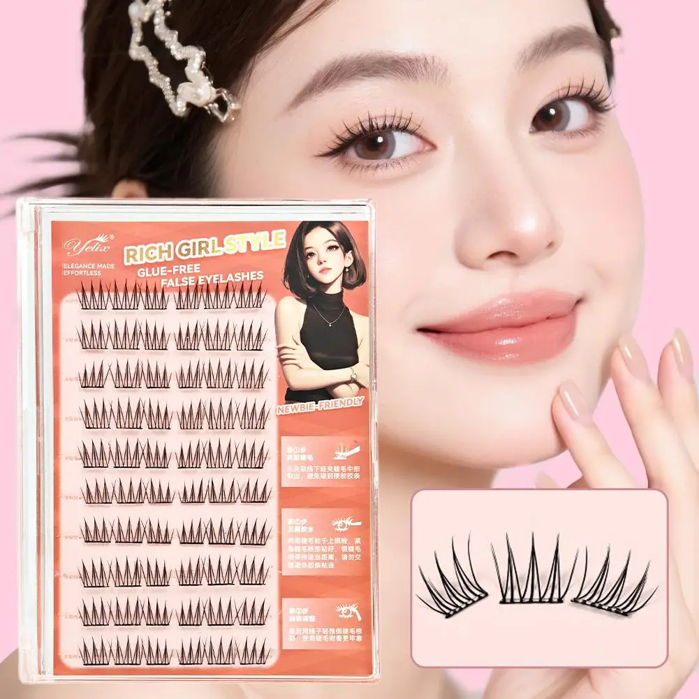 DIY Self-Adhesive Cluster Lashes Glue-Free DIY False Lashes Soft Korean Style Sectioned Manga Eyelashes Natural H7T9