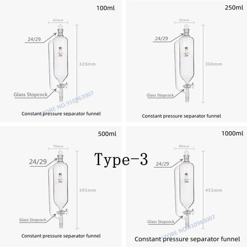 1 Pçs/lote Cilíndrico funil de separação, cilíndrico Graduado funil de separação, funil de separação de pressão Constante