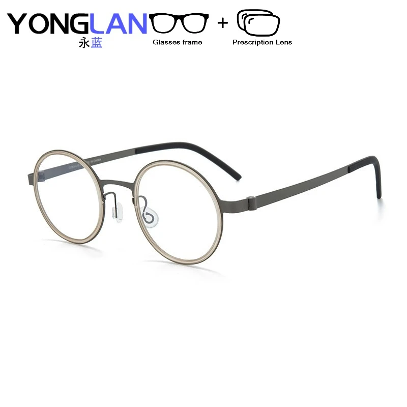 2027 NEW Titanium Prescription Glasses Men Women Round Screwless Eyewear Handmade Optical Myopia Progressive Eyeglasses