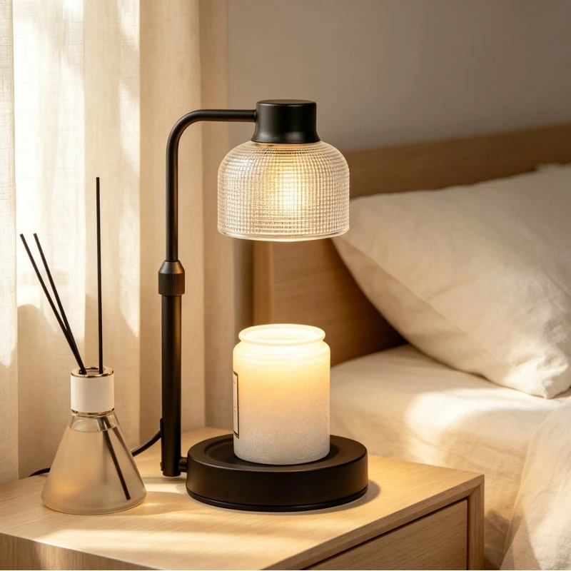 Medieval light luxury glass aromatherapy molten candlestick lamp household bedroom bedside atmosphere