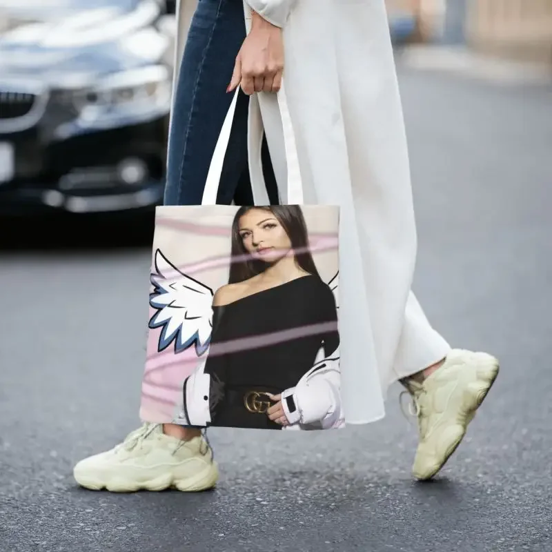 Custom Beautiful Eva Queen Shopping Canvas Bags Women Portable Grocery French Singer Shopper Tote Bags image 4