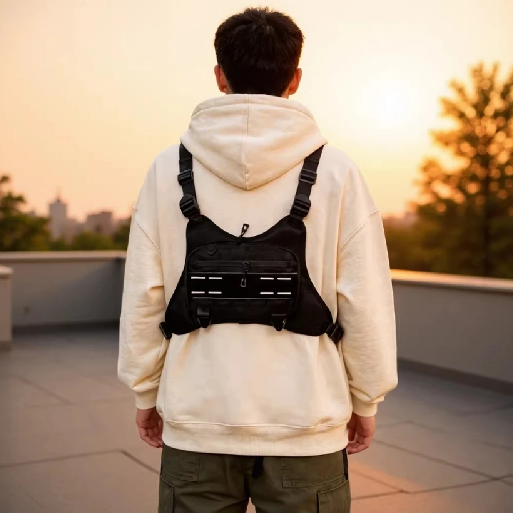 Leichte, wasserabweisende Sport-Brusttasche für Herren, geeignet zum Laufen, als Umhängetasche für Workouts, zum Radfahren, Wandern, Klettern und für Spaziergänge mit dem Hund. – Detail 10