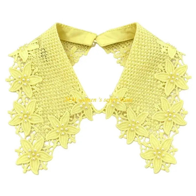 Q39C Lace Faux Collar for Women, Detachable Floral Collar Insert for Sweater Layering, Blouse Styling and DressingUp, Back