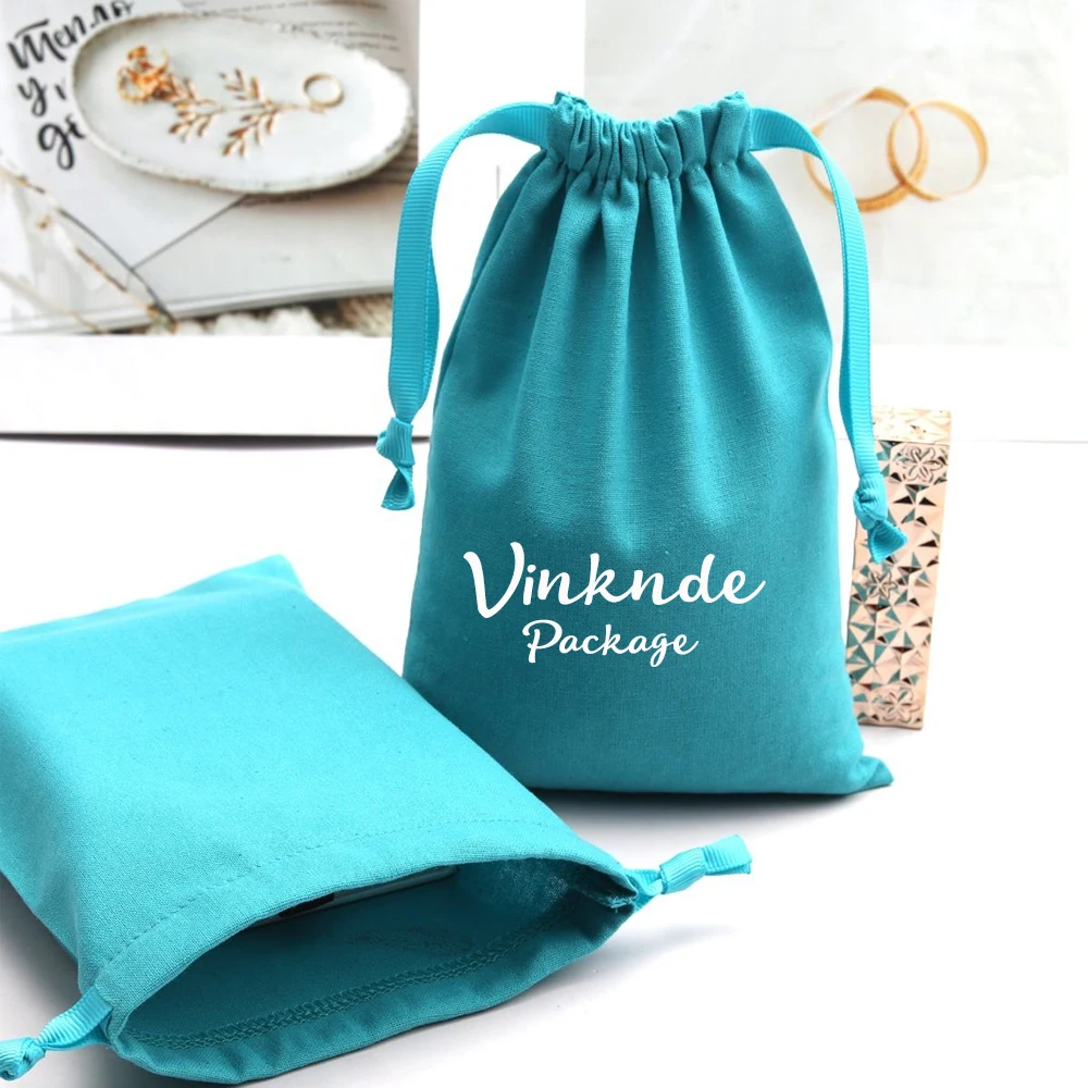 

Bulk Custom Logo Jewelry Thick Cotton Bags 25x35cm Canvas Muslin Drawstring Ribbon Pouch Gift Pocket Wedding Favors Dust Pouches