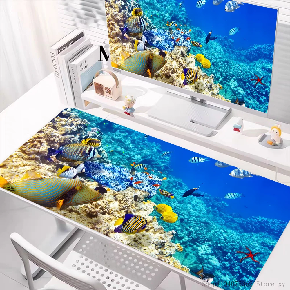 Fish Ocean Scenery Underwater World Mousepad Large Keyboard Desk Mat Gaming Mouse Pad LockEdge Non-slip Mat