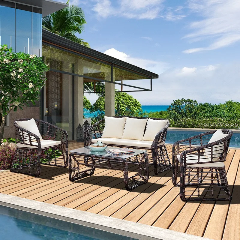 Outdoor rattan furniture, courtyard garden bed and breakfast villa sofa