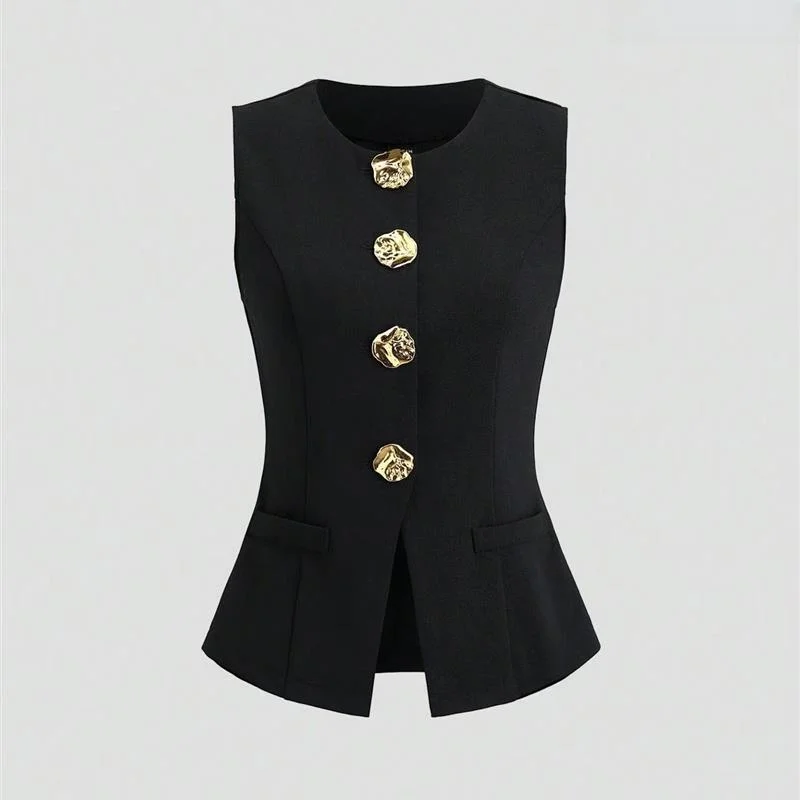 

Ele Faionable Pure Color Waist-Cinching Vest for Women LinJ Sle European Design Inner Wear Casual Regular Length