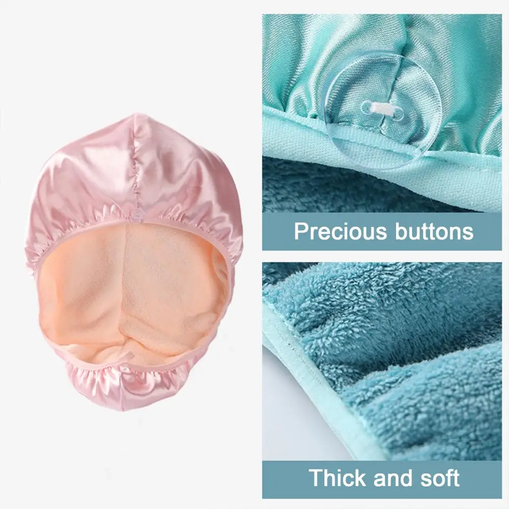Hair Towel Wrap Women Satin Hair Drying Cap Double Layer Turban Wrap Water Absorbent Hair Wrap Hat for Curly Long Care Women