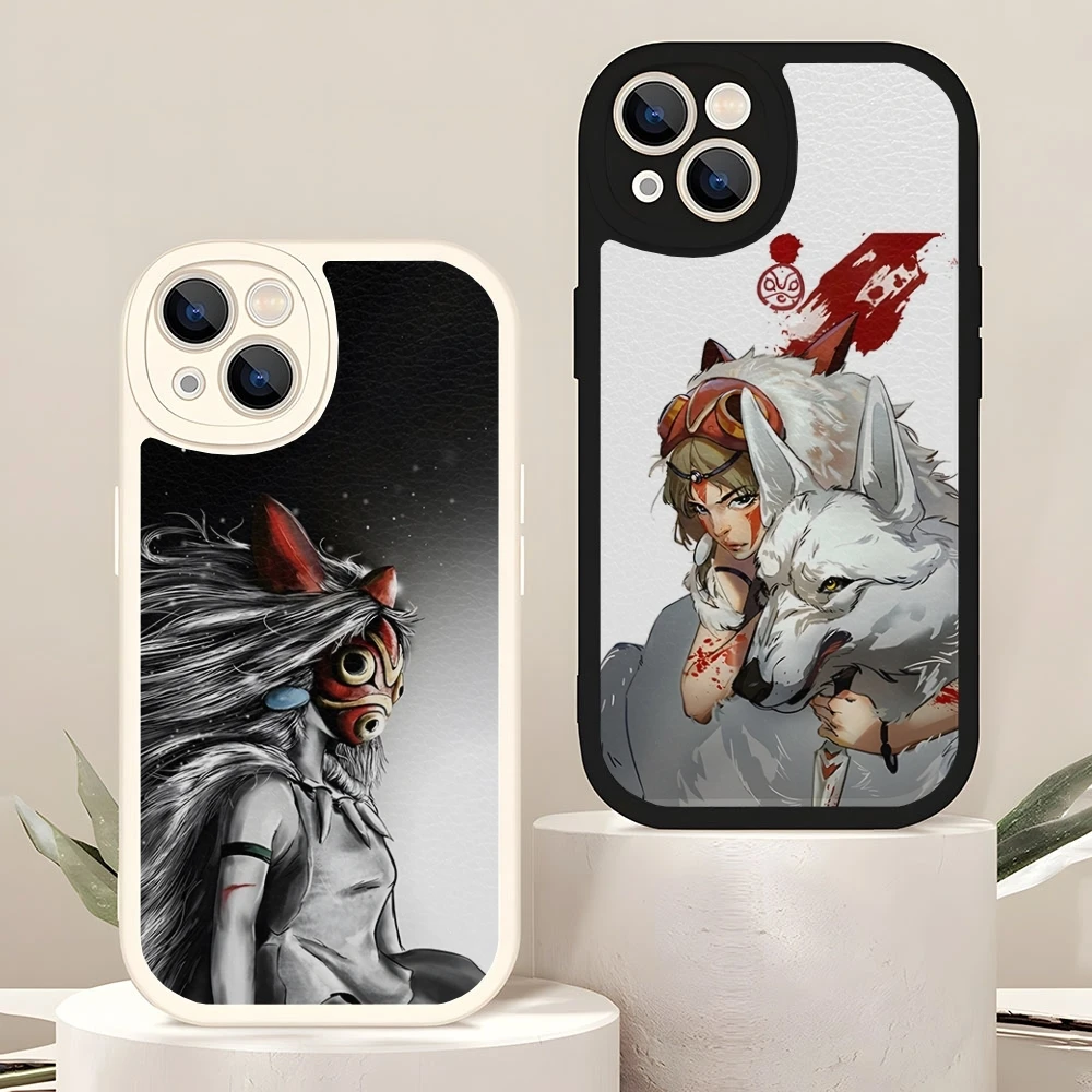 Anime P-Princess M-Mononoke Phone Case For Iphone 15 Pro Max 14 11 13 12 Mini X Xr Xs 7 8 Puls Se Lambskin Silicone Cover