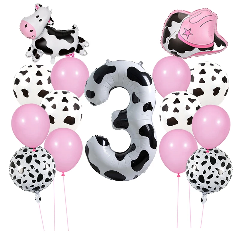 

Farm Animal Theme Black White Cow Print Balloons 1-9 Number Foil Balloon Boy Girl Birthday Party Baby Shower Decor Supplies