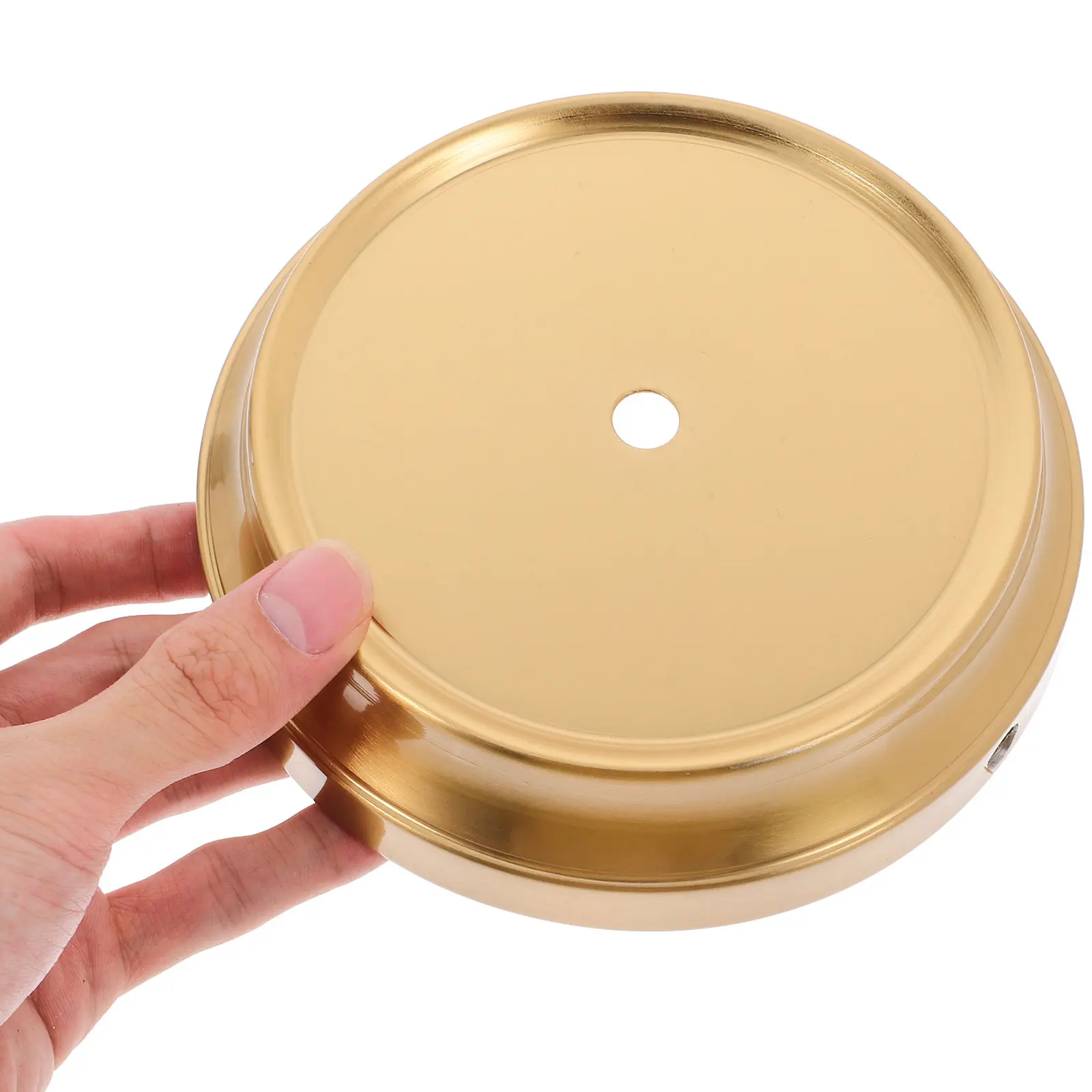Copper Plated Universal Desk Lamp Base Heavy Duty Sturdy Flat Round Holder Table Lamp Accessory Replacement Light Accessory